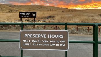 Sunrise at Máyyan ‘Ooyákma – Coyote Ridge. The preserve has seasonal hours throughout the year to protect wildlife.