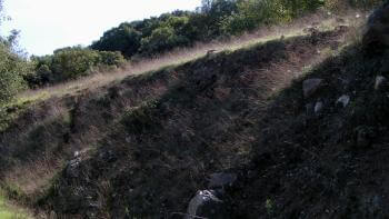 Steep side of a hill