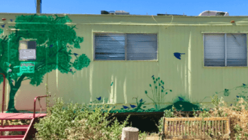 A renovated portable building by the San Francisco Bay Bird Observatory
