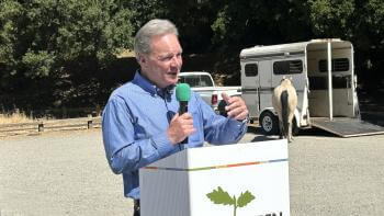 Senator Cortese speaks at Open Space Authority podium