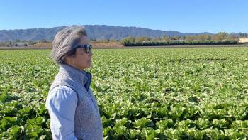 Kathy Sutherland looks out at farm during Ag Tour 2024