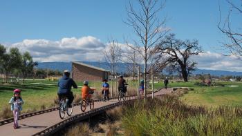 People biking at martial cottle park