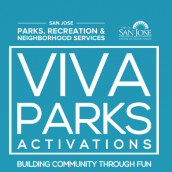 Blue graphic with white text that reads "Viva Parks"