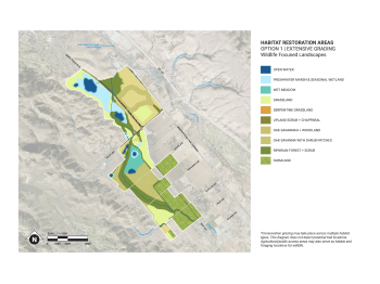 A map of Coyote Valley that shows the limited grading restoration option.